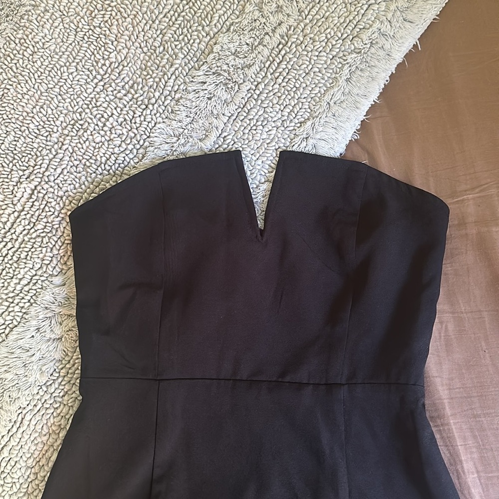 Forever 21 Black strapless Tube Midi Dress with split Small